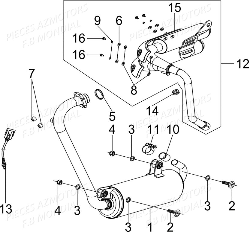 Echappement FB MONDIAL Pieces PAGANI SC 300 ABS EU IV Mondial Origine