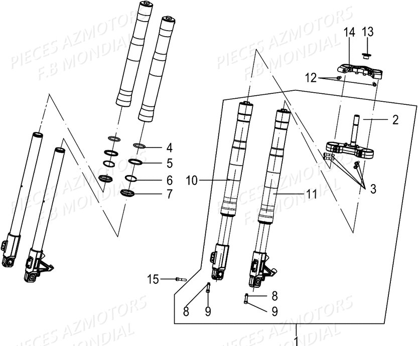 Fourche Te De Fourche FB MONDIAL Pieces PAGANI SC 300 ABS EU IV Mondial Origine