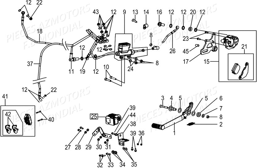 Freins Pedale De Frein FB MONDIAL Pieces PAGANI SC 300 ABS EU IV Mondial Origine