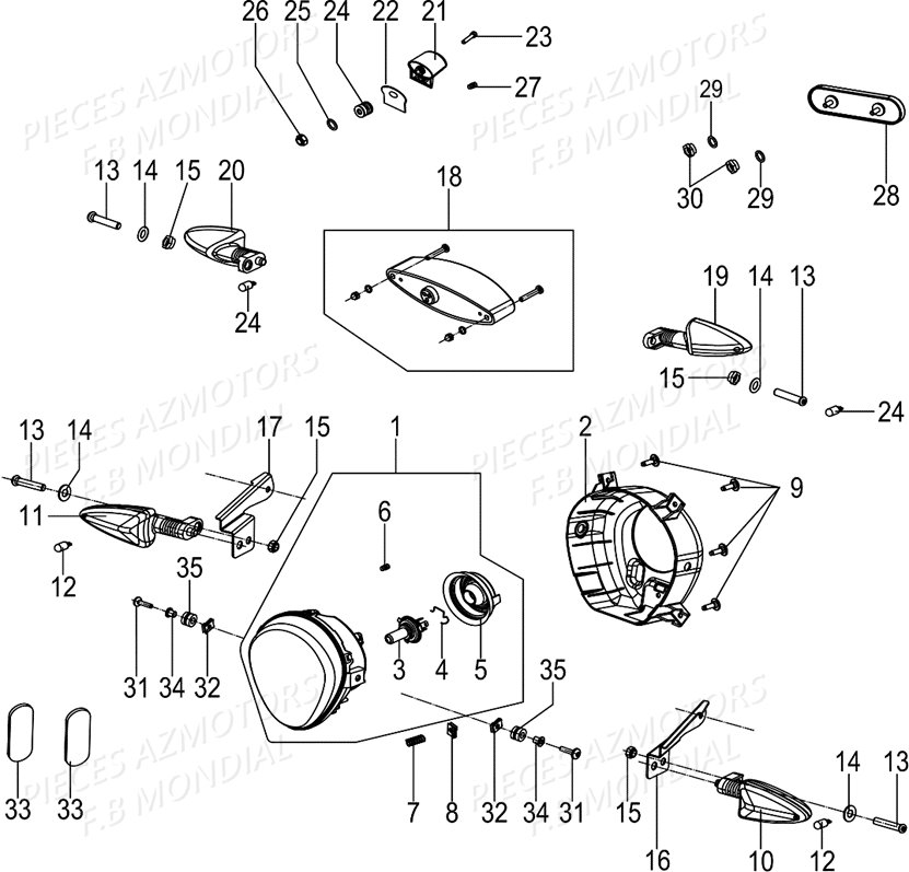 PHARE_CLIGNOTANTS FB MONDIAL Pieces PAGANI SC 300 ABS EU IV Mondial Origine