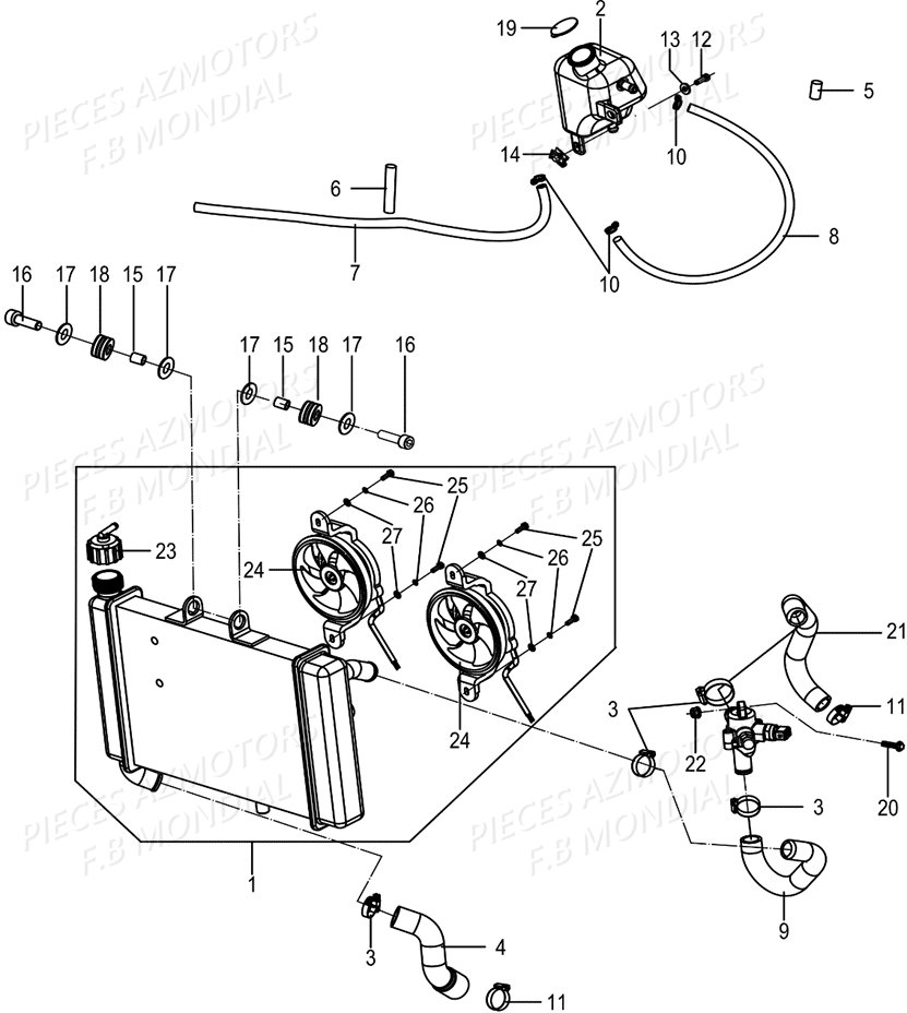 Radiateur FB MONDIAL Pieces PAGANI SC 300 ABS EU IV Mondial Origine