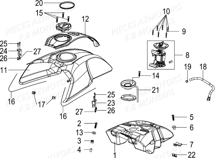 Reservoir A Carburant AZMOTORS Pieces PAGANI SC 300 ABS EU IV Mondial Origine