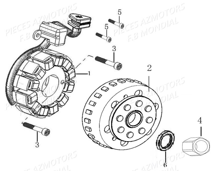 Rotor Stator FB MONDIAL Pieces PAGANI SC 300 ABS EU IV Mondial Origine