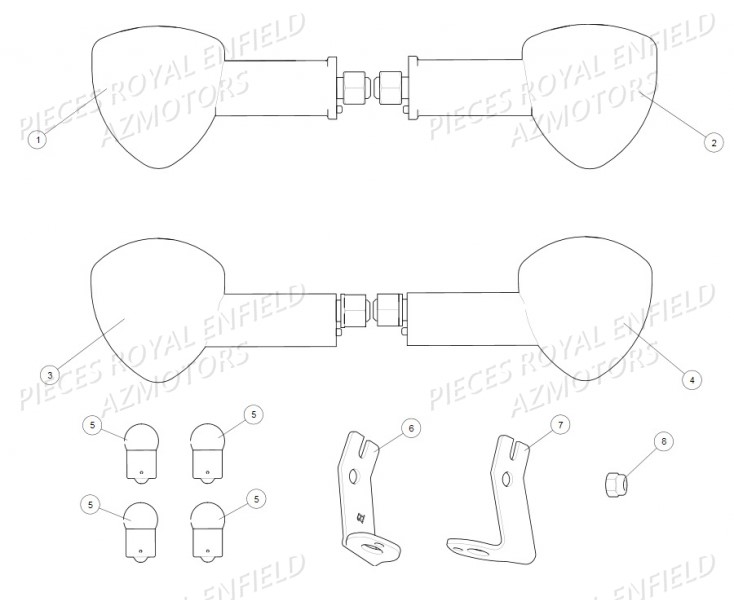 Clignotants ROYAL ENFIELD Pieces ROYAL ENFIELD CLASSIC PEGASUS 500 (E4) BROWN (2018)