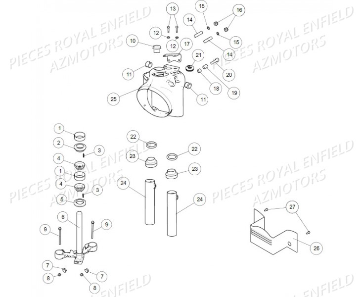 COLONNE_DE_DIRECTION ROYAL ENFIELD Pieces ROYAL ENFIELD CLASSIC PEGASUS 500 (E4) BROWN (2018)