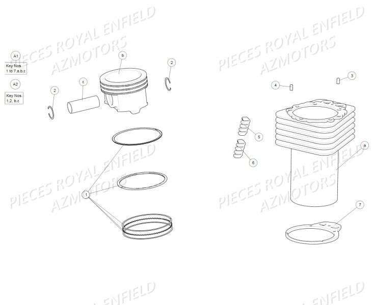 Cylindre Piston ROYAL ENFIELD Pieces ROYAL ENFIELD CLASSIC PEGASUS 500 (E4) BROWN (2018)