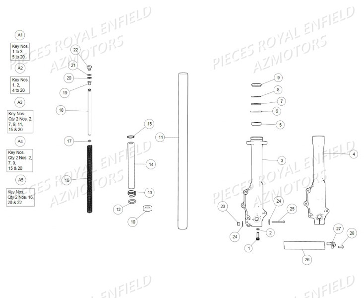 Fourche ROYAL ENFIELD Pieces ROYAL ENFIELD CLASSIC PEGASUS 500 (E4) BROWN (2018)