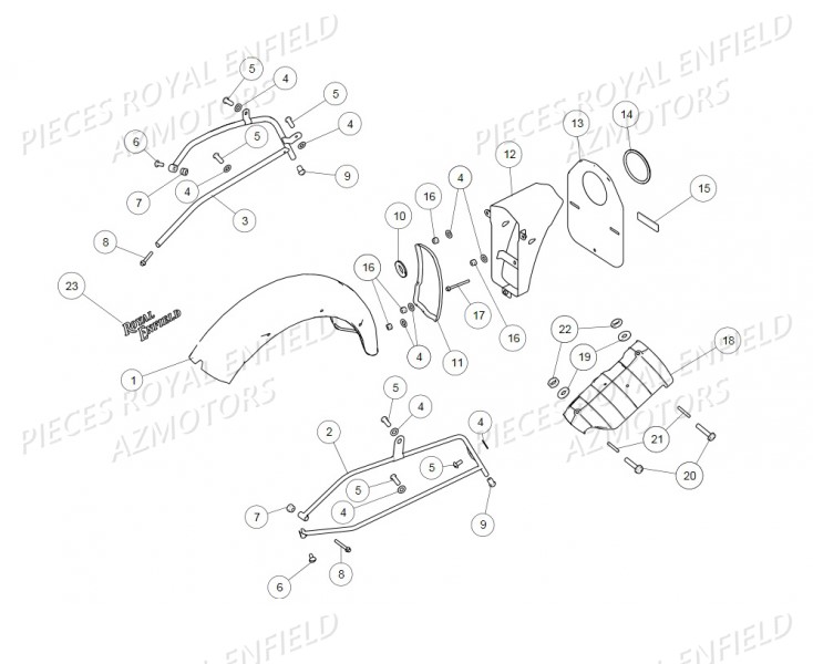 Garde Boue Arriere ROYAL ENFIELD Pieces ROYAL ENFIELD CLASSIC PEGASUS 500 (E4) BROWN (2018)