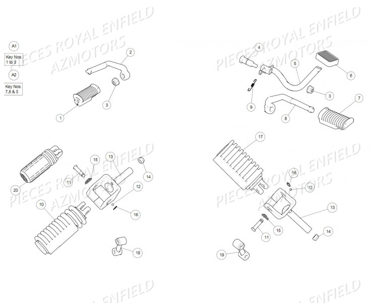 Repose Pieds Av Et Ar ROYAL ENFIELD Pieces ROYAL ENFIELD CLASSIC PEGASUS 500 (E4) BROWN (2018)