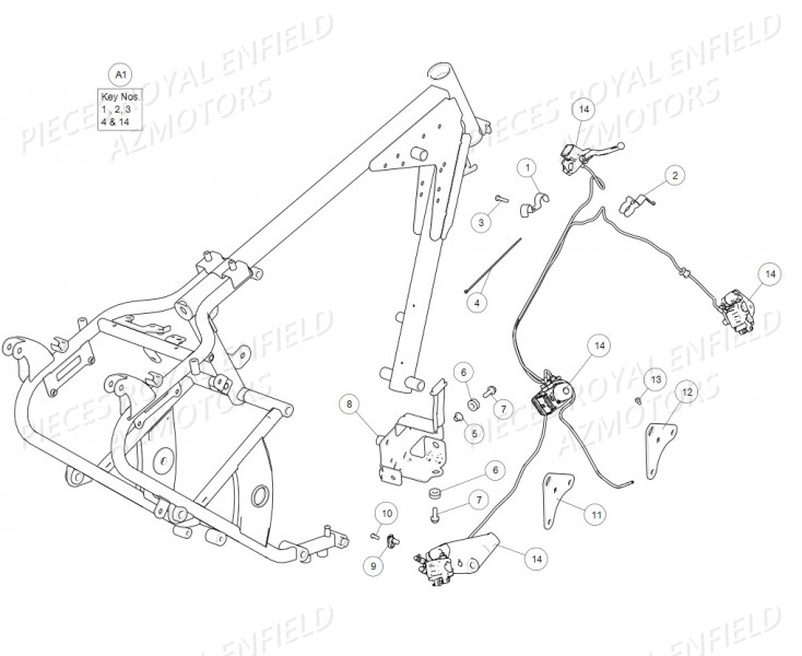 Support Abs ROYAL ENFIELD Pieces ROYAL ENFIELD CLASSIC PEGASUS 500 (E4) OLIVE DRAB GREEN (2018)