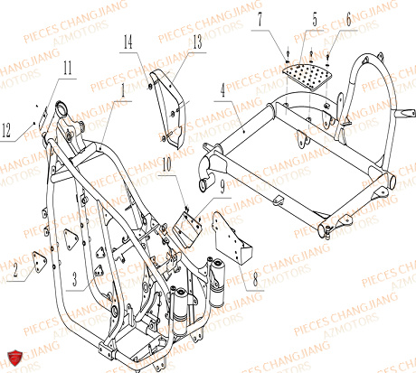 Cadre CHANGJIANG Pieces SIDE-CAR CHANGJIANG CJ 650 PEKIN_EXPRESS EURO4