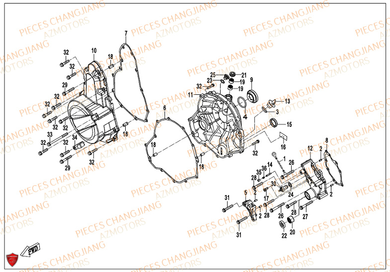Couvre Carter CHANGJIANG Pieces SIDE-CAR CHANGJIANG CJ 650 PEKIN_EXPRESS EURO4