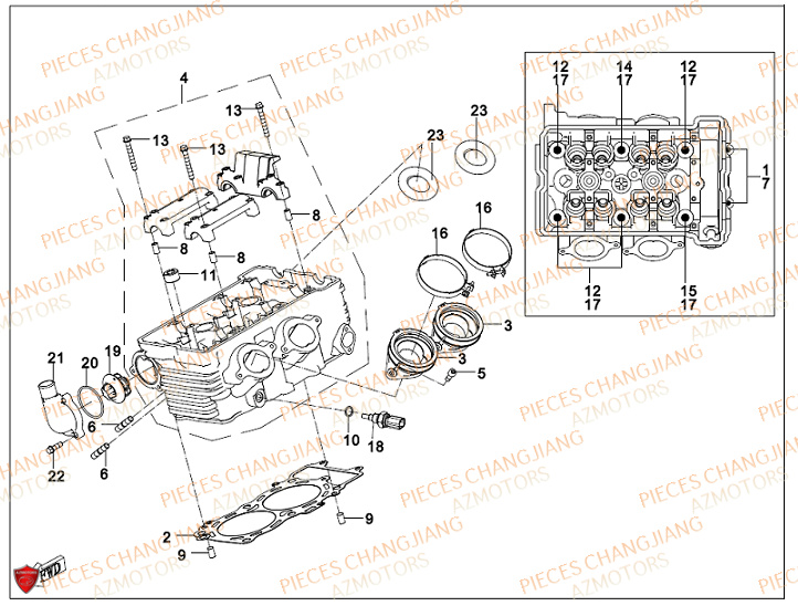 Culasse CHANGJIANG Pieces SIDE-CAR CHANGJIANG CJ 650 PEKIN_EXPRESS EURO4