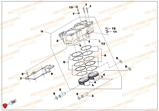 Cylindre CHANGJIANG Pieces SIDE-CAR CHANGJIANG CJ 650 PEKIN_EXPRESS EURO4