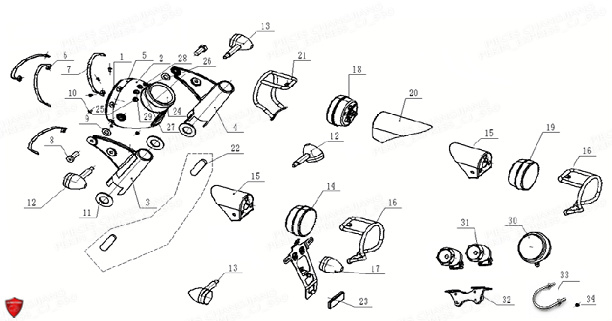 FIXATION EN U CJ 650 CHANGJIANG pour PHARE CLIGNOTANT FEUX de PEKIN EXPRESS CJ 650