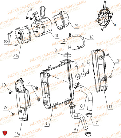 Refroidissement CHANGJIANG Pieces SIDE-CAR CHANGJIANG CJ 650 PEKIN_EXPRESS EURO4