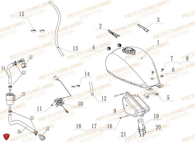 Reservoir CHANGJIANG Pieces SIDE-CAR CHANGJIANG CJ 650 PEKIN_EXPRESS EURO4