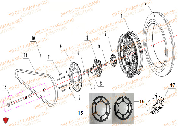 Roue Arriere CHANGJIANG Pieces SIDE-CAR CHANGJIANG CJ 650 PEKIN_EXPRESS EURO4