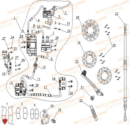 Systeme De Frein CHANGJIANG Pieces SIDE-CAR CHANGJIANG CJ 650 PEKIN_EXPRESS EURO4