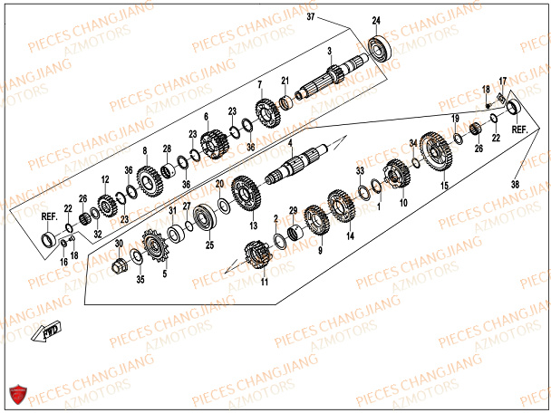 Transmission CHANGJIANG Pieces SIDE-CAR CHANGJIANG CJ 650 PEKIN_EXPRESS EURO4
