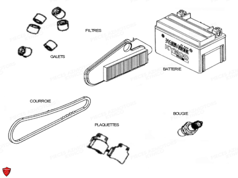 BATTERIE YTX7A-BS YUASA (ORIGINE) KYMCO pour 1 CONSOMMABLES de PEOPLE-125-4T-EURO-II