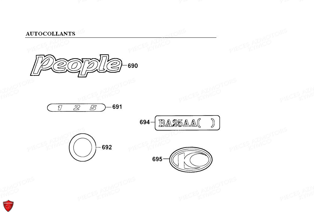 AUTOCOLLANTS KYMCO PEOPLE 125 4T EURO II