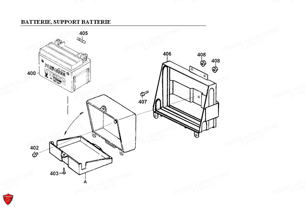 Batterie Support Batterie KYMCO Pièces Scooter Kymco PEOPLE 125 4T EURO II (BA25AB)