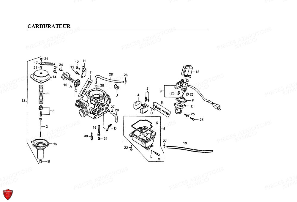 Carburateur KYMCO Pièces Scooter Kymco PEOPLE 125 4T EURO II (BA25AB)