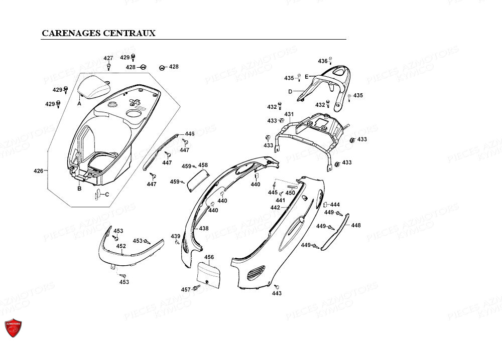 Carenages Centraux KYMCO Pièces Scooter Kymco PEOPLE 125 4T EURO II (BA25AB)