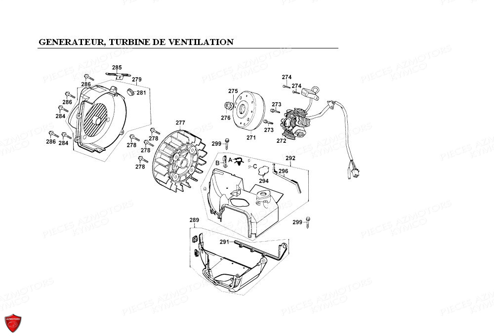 GENERATEUR_TURBINE_DE_VENTILATION KYMCO Pièces Scooter Kymco PEOPLE 125 4T EURO II (BA25AB)