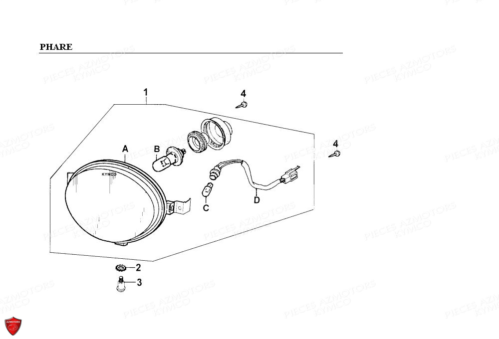 PHARE KYMCO Pièces Scooter Kymco PEOPLE 125 4T EURO II (BA25AB)