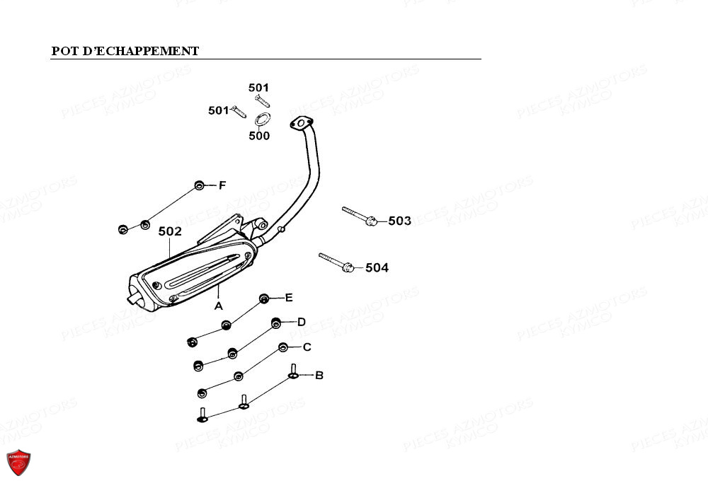 Pot D Echappement KYMCO Pièces Scooter Kymco PEOPLE 125 4T EURO II (BA25AB)