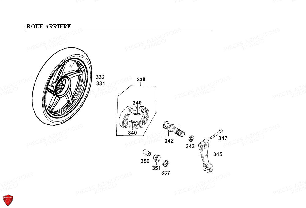 Roue Arriere KYMCO Pièces Scooter Kymco PEOPLE 125 4T EURO II (BA25AB)