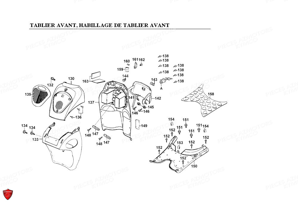 Tablier Avant Habillage De Tablier Avant KYMCO Pièces Scooter Kymco PEOPLE 125 4T EURO II (BA25AB)