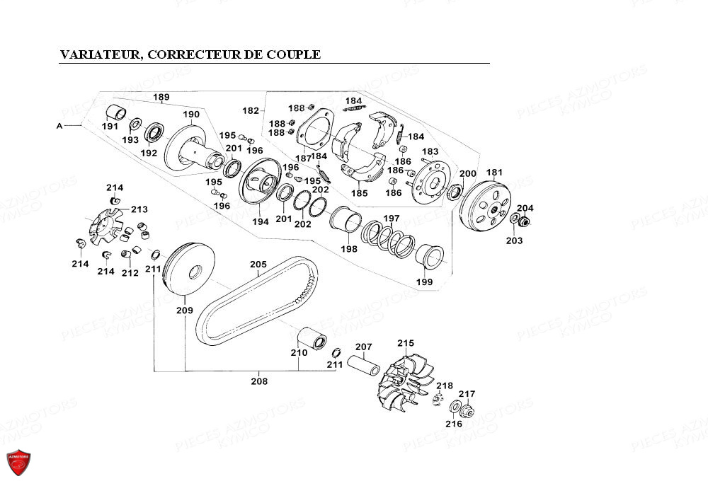 VARIATEUR CORRECTEUR DE COUPLE KYMCO PEOPLE 125 4T EURO II