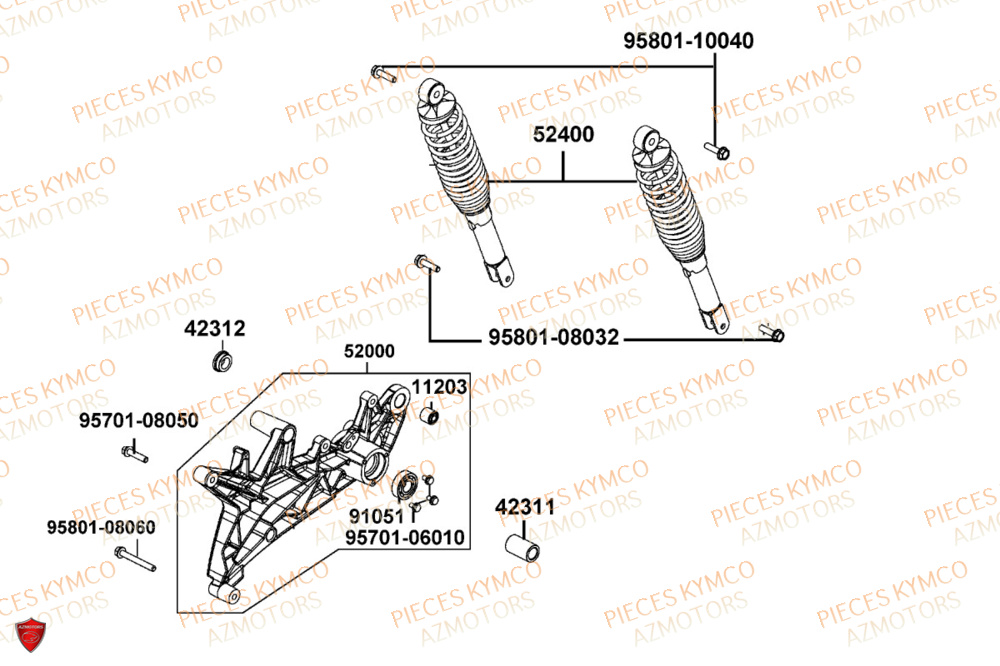 Amortisseur KYMCO Pièces PEOPLE 125S I ABS EURO 5+ (TF25BG)