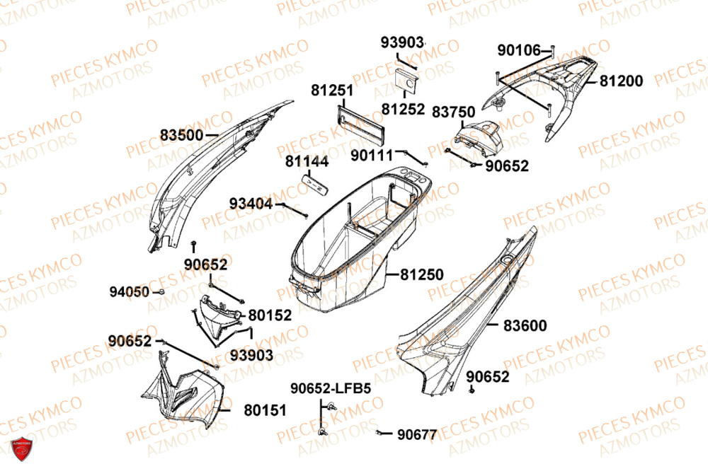 Carenage Arriere KYMCO Pièces PEOPLE 125S I ABS EURO 5+ (TF25BG)