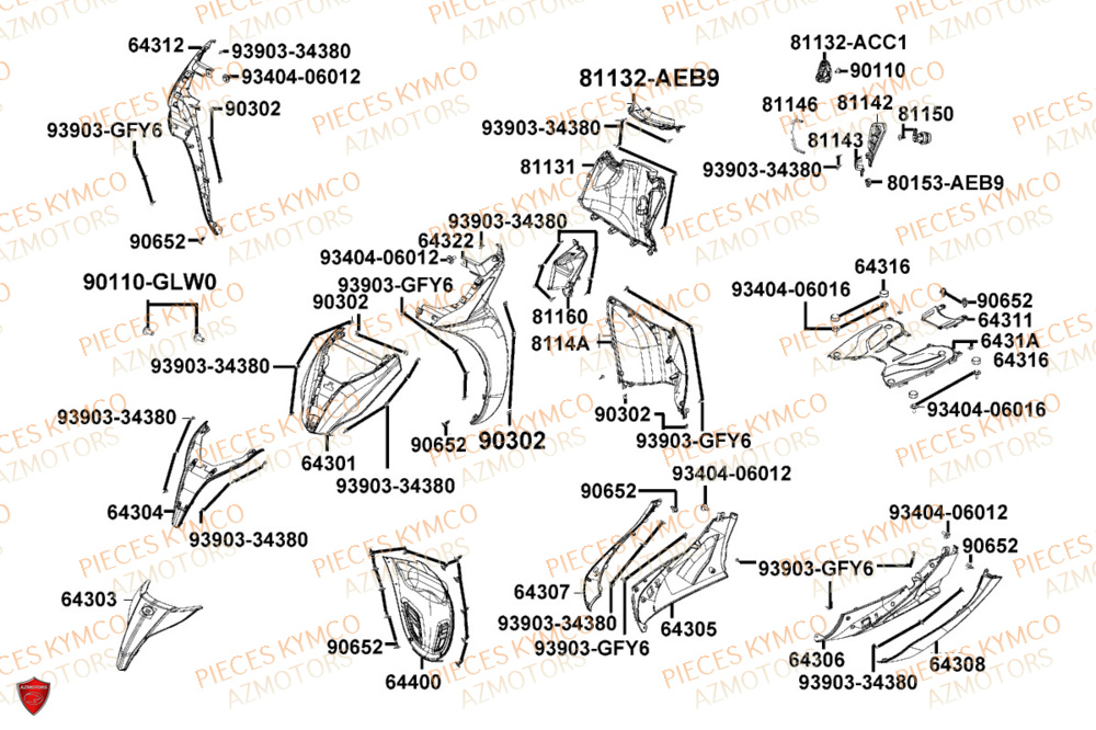 Carenage Avant KYMCO Pièces PEOPLE 125S I ABS EURO 5+ (TF25BG)