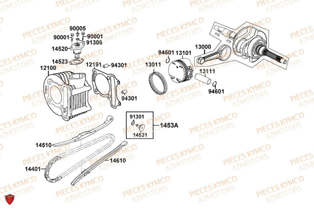 Cylindre KYMCO Pièces PEOPLE 125S I ABS EURO 5+ (TF25BG)