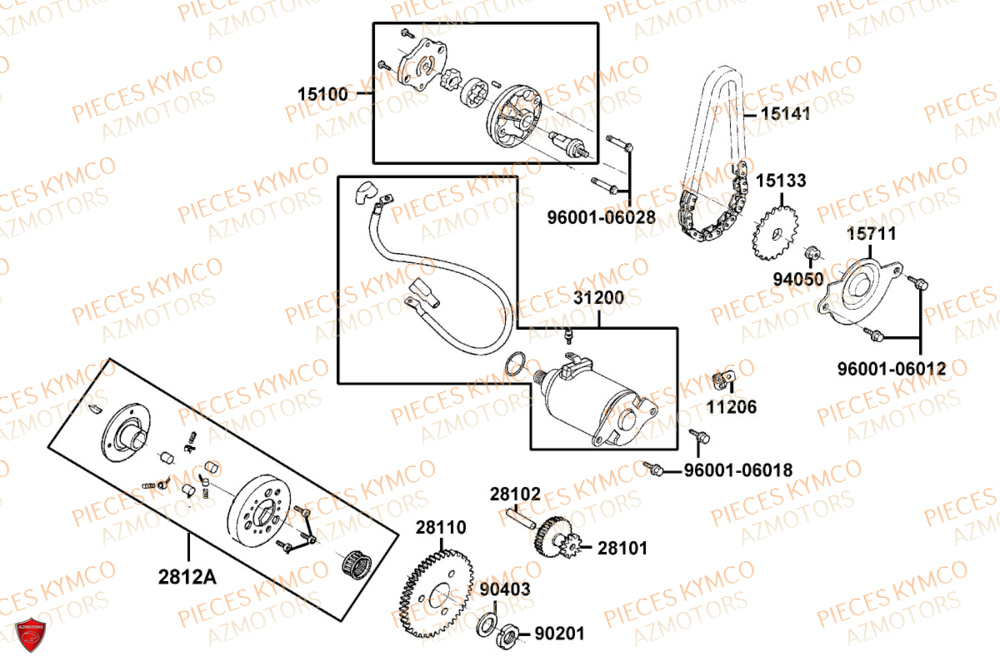 Demarreur KYMCO Pièces PEOPLE 125S I ABS EURO 5+ (TF25BG)