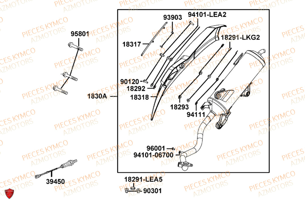 Echappement KYMCO Pièces PEOPLE 125S I ABS EURO 5+ (TF25BG)
