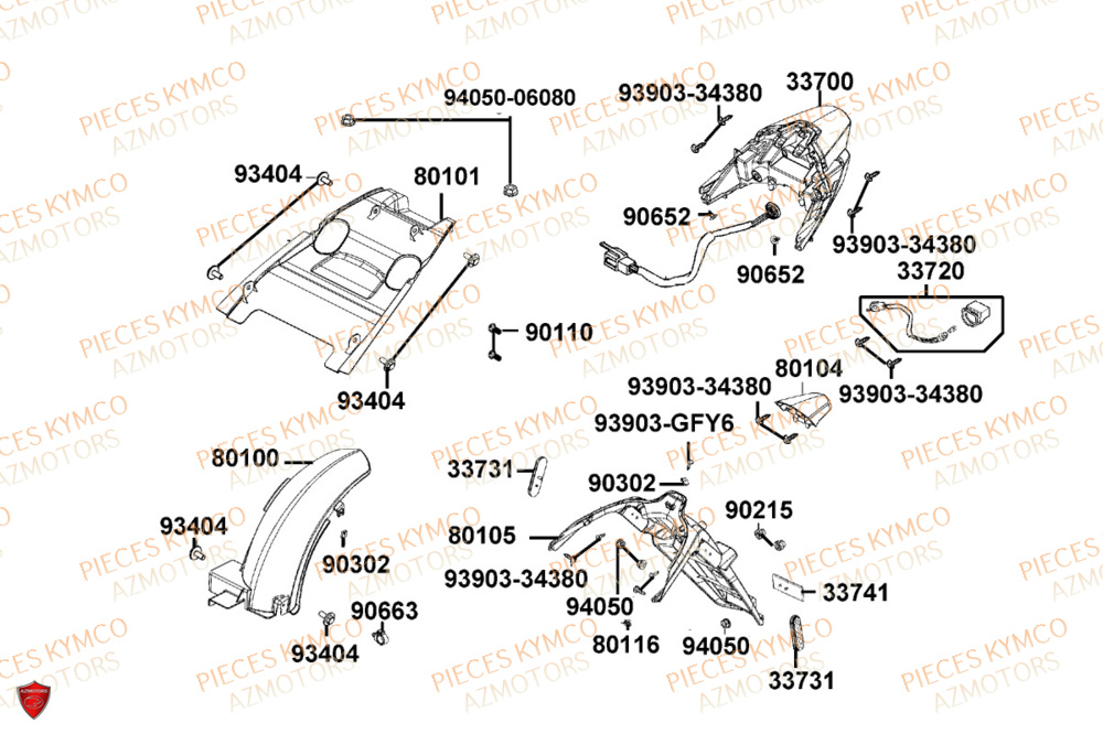 Feu Arriere KYMCO Pièces PEOPLE 125S I ABS EURO 5+ (TF25BG)