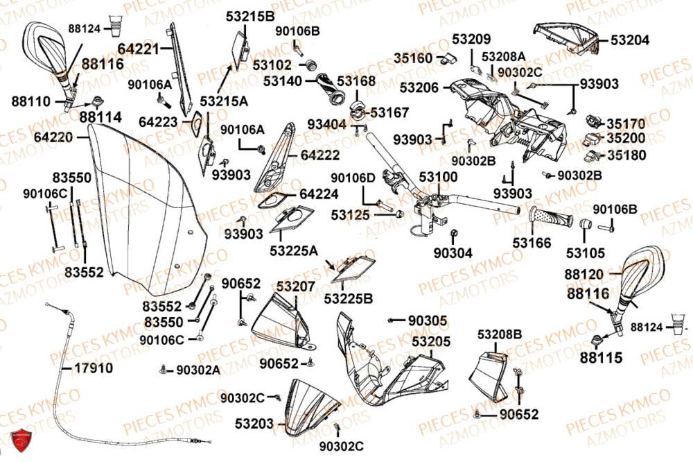 Guidon KYMCO Pièces PEOPLE 125S I ABS EURO 5+ (TF25BG)