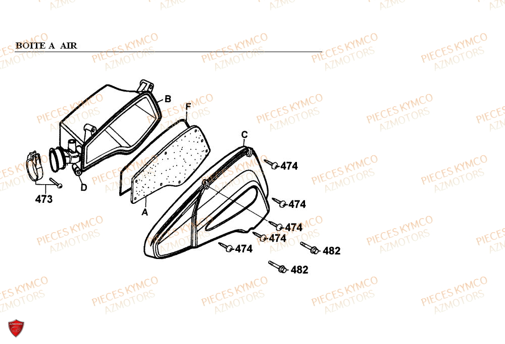 Boite A Air KYMCO Pieces PEOPLE 50cc 2T (BA10AG)