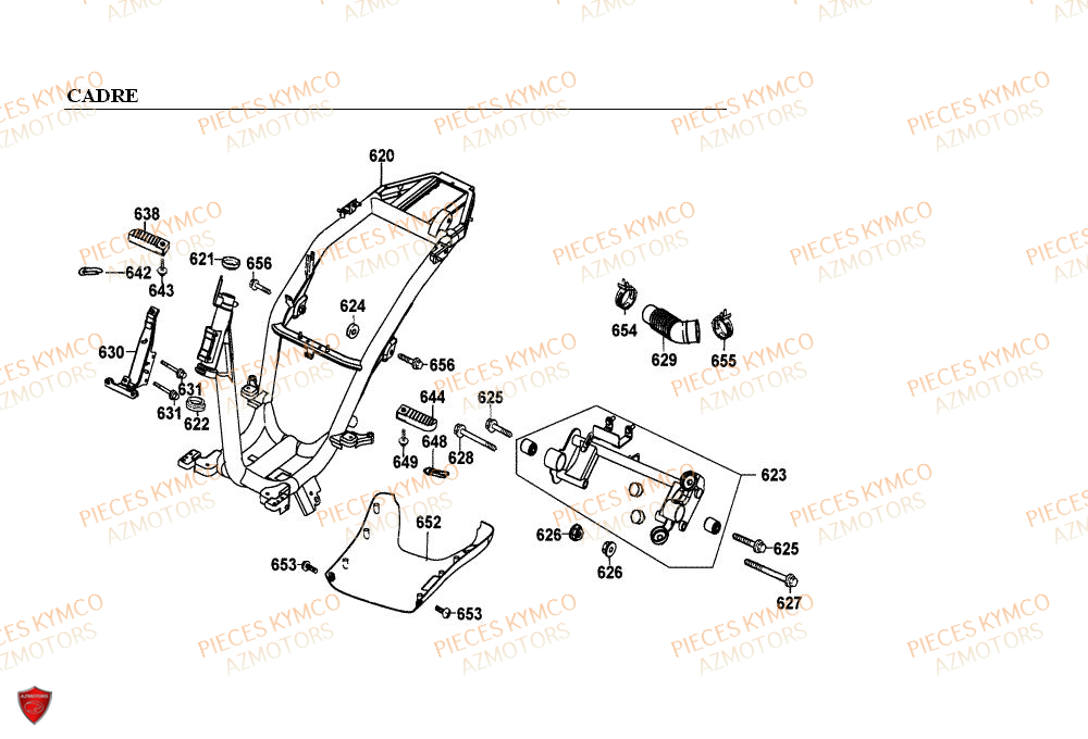 Cadre KYMCO Pieces PEOPLE 50cc 2T (BA10AG)