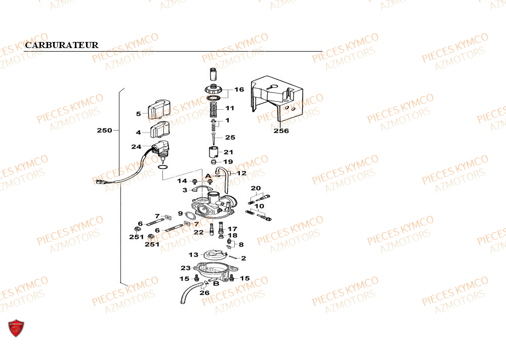 Carburateur KYMCO Pieces PEOPLE 50cc 2T (BA10AG)