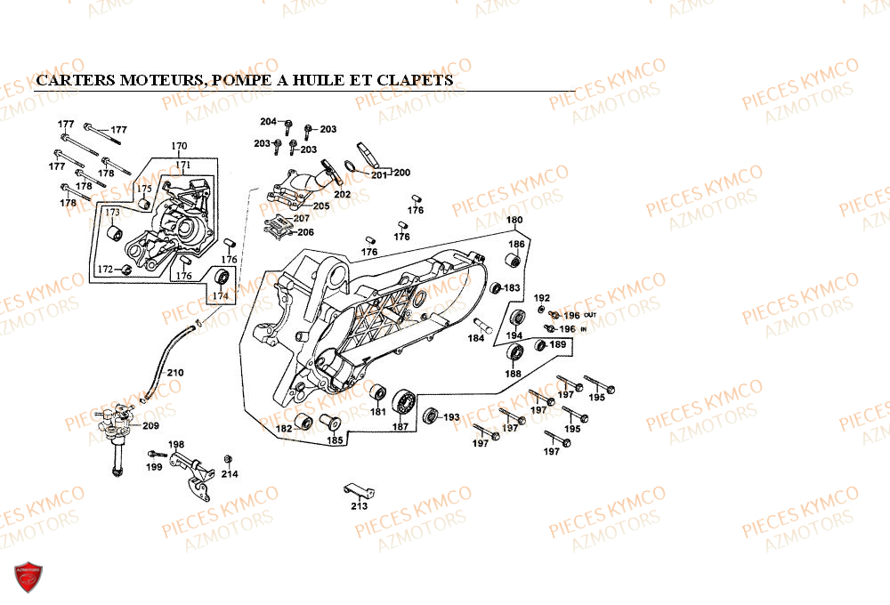 Carter Moteur KYMCO Pieces PEOPLE 50cc 2T (BA10AG)