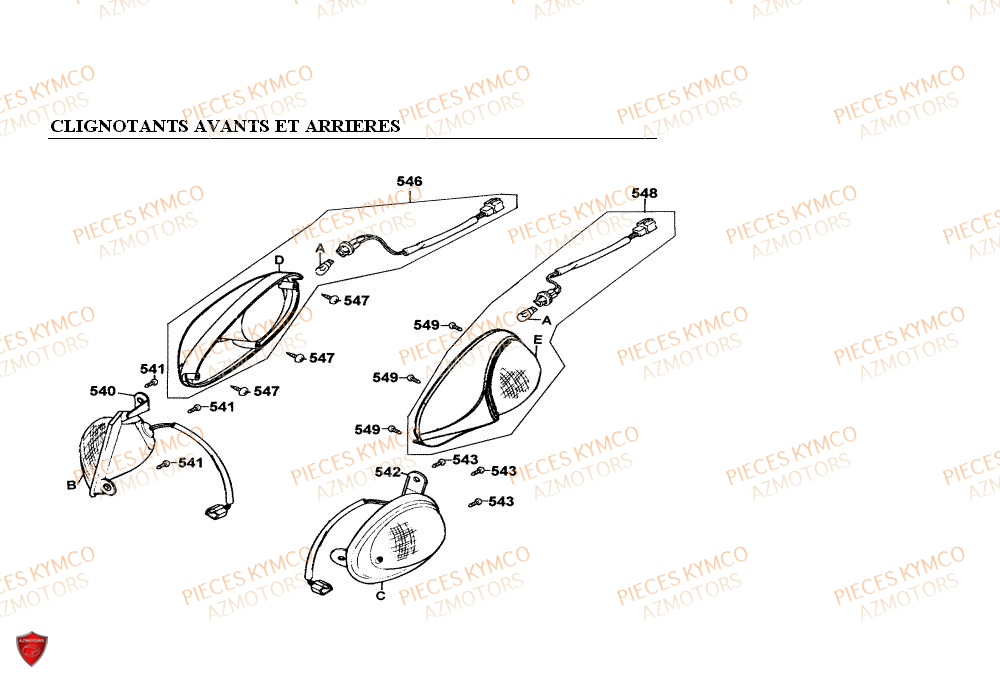 Clignotants KYMCO Pieces PEOPLE 50cc 2T (BA10AG)