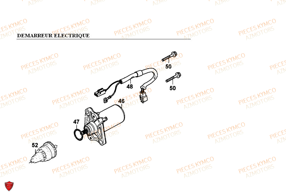 Demarreur KYMCO Pieces PEOPLE 50cc 2T (BA10AG)