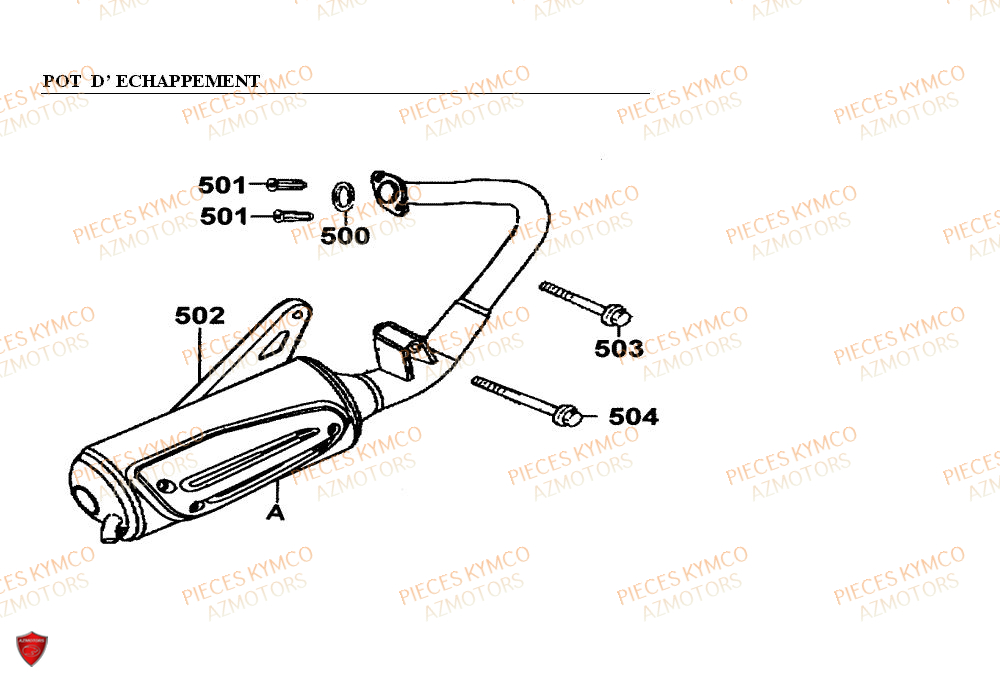 Echappement KYMCO Pieces PEOPLE 50cc 2T (BA10AG)